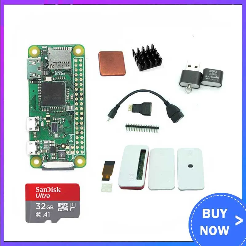 Raspberry Pi Zero W начальный комплект чехол из АБС-пластика + теплоотвод головка GPIO Mini HDMI