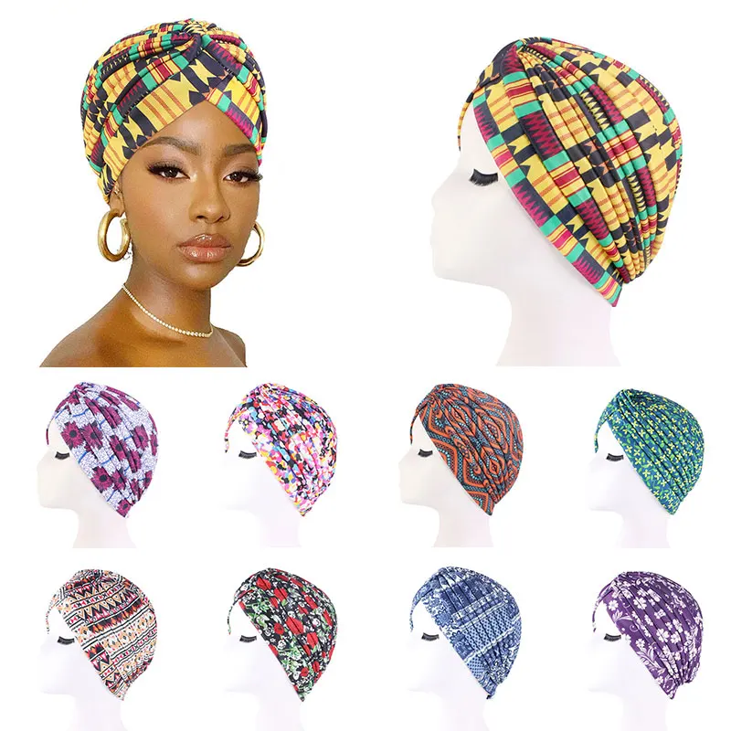 

2021 New Headwraps hats for women Solid Twist Ruffle Cotton Caps Chemo Beanies Turban Headwear Hats for Cancer