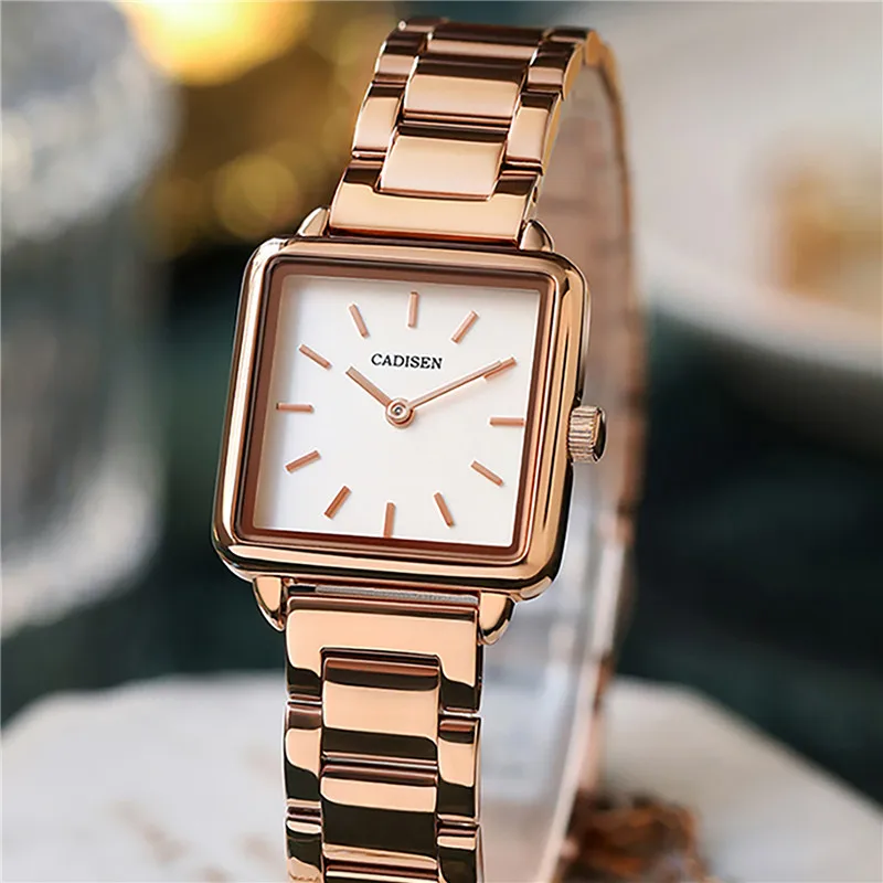 

CADISEN luxury brand watch women fashion dress Quartz ladies mesh stainless steel 5ATM waterproof casual watches for girl 2020