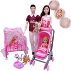 Комбинация для семьи на 5 человек, Барби для папы и беременной мамы 11,5 дюйма, мини-кукла для кроваткиколяски 53,5 дюймов, детская игрушка, лучший подарок