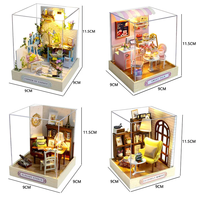 kids wooden miniature dollhouses kit gift toys roombox doll house furniture box theatre toy for children birthday free global shipping