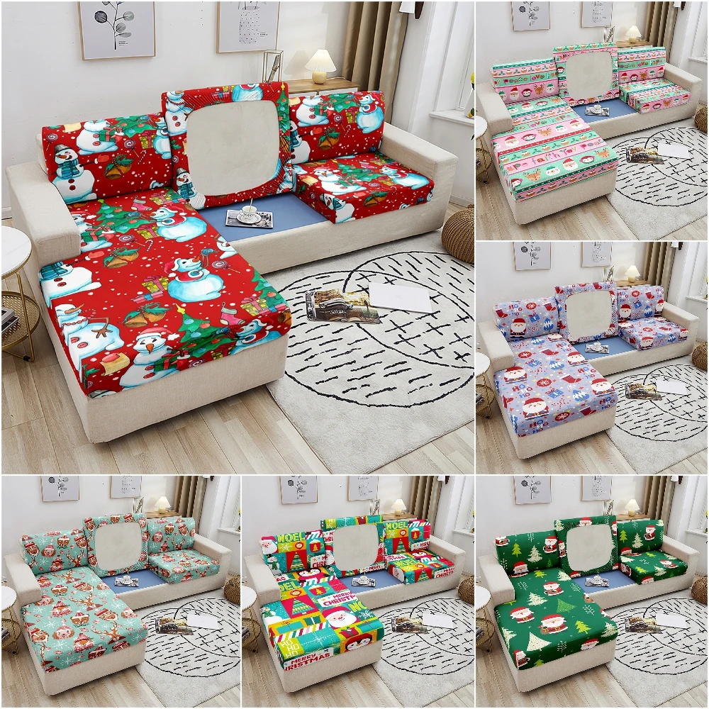 

Xmas Merry Christmas Sofa Seat Cover Elastic Sofa Seat Cushion Covers For Living Room 3D Printed Removable Slipcover Couch Cover