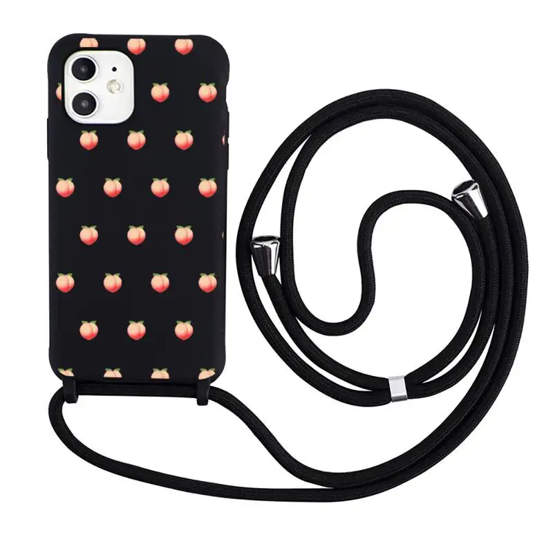

Delicious Summer day Peache Phone Case Necklace Lanyard for iPhone 12 11 8 7 se 2020 mini pro X XS XR MAX Plus