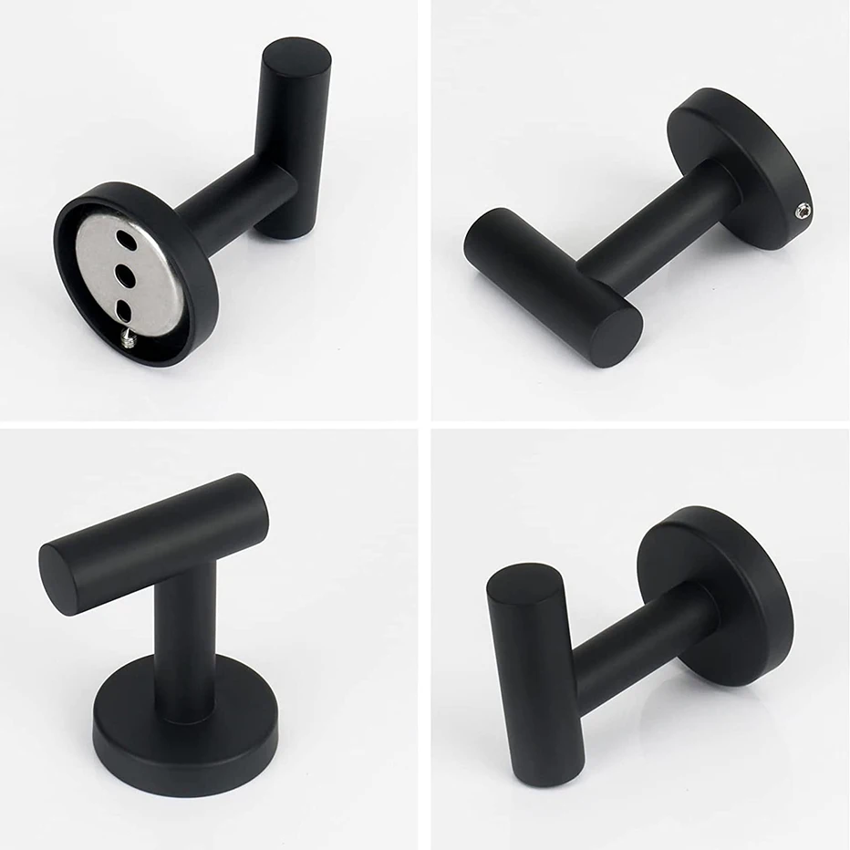 Wall Hook Stainless Steel Clothes Hanging Hooks Matte Black 3M Adhesive Key Towel Holder for Bathroom Kitchen | Дом и сад
