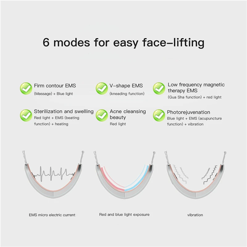 

Photon Rejuvenation Ems V Shaped Face Lifting Skin Rejuvenation Wrinkle Removal Anti-Aging Facial Slimming Belt Massager