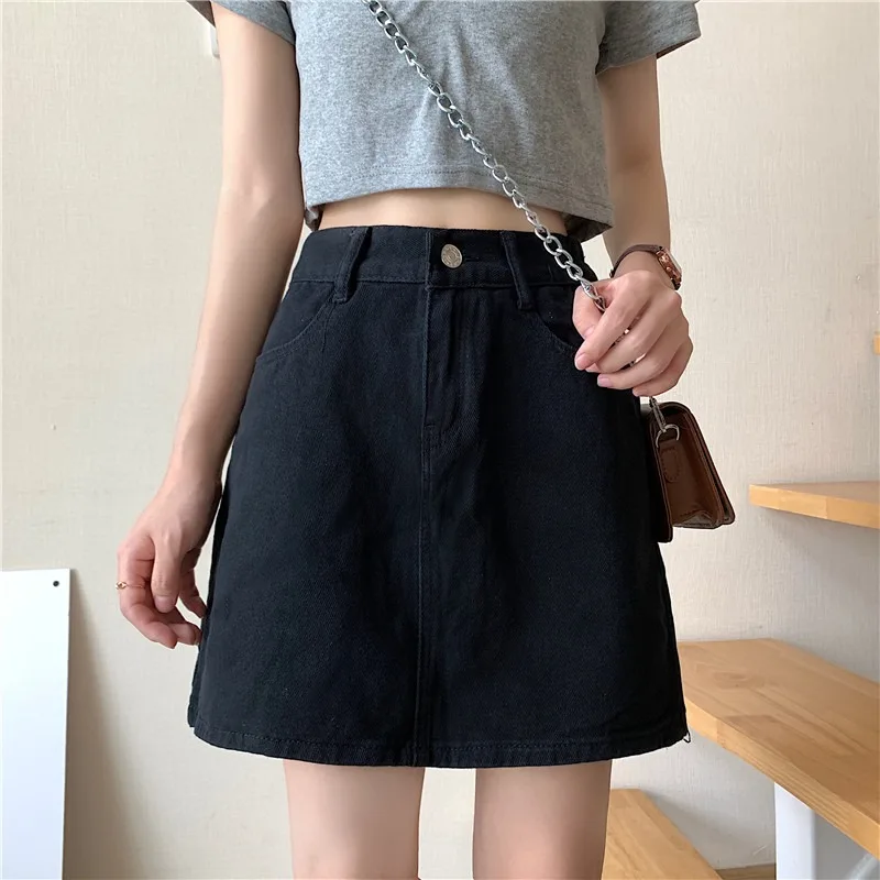 

skirts womens A-line skirt female spring and autumn 2021 new high-waist denim skirt is thin and versatile hip skirt