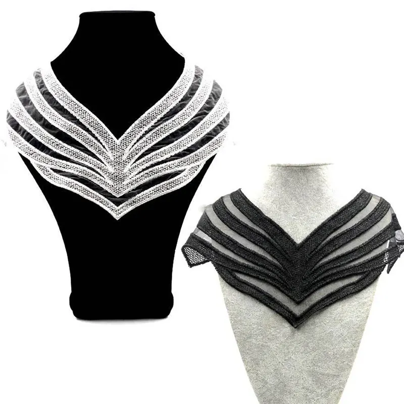 Сделай сам на декольте Воротник швейная планка элегантная белая черная