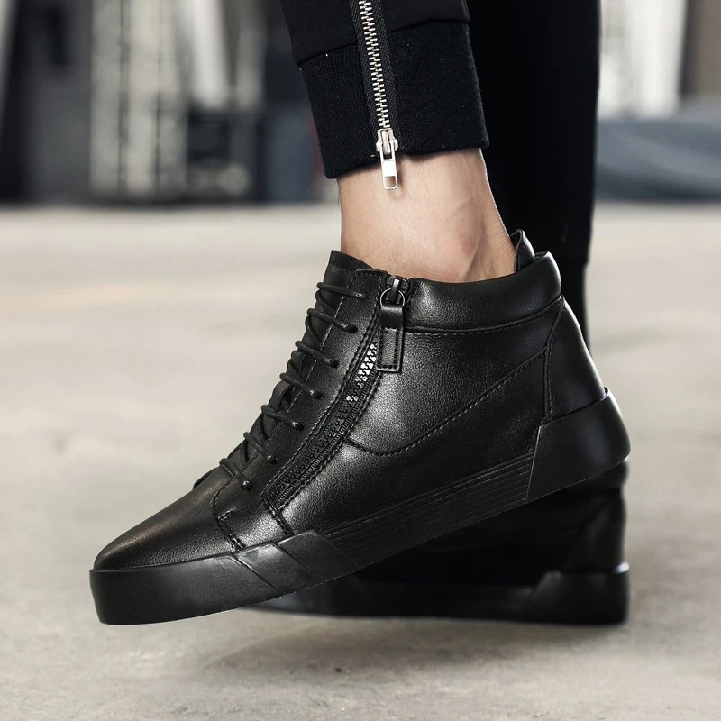 Man Casual Sneakers Elevator Shoes Invisible 6CM Height Increase Leather Mens Leisure 2019 New Cow Shoe | Обувь