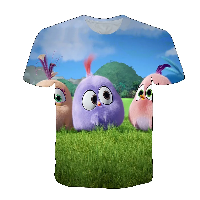 

2021 Boys Girls new 3D printed angry movie men's fashion casual short sleeve bird T-shirt summer personality streetwear tees top