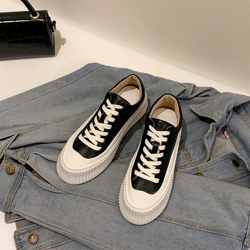 

2021 new fall and winter canvas small white casual thick bottom muffin shoes 2316