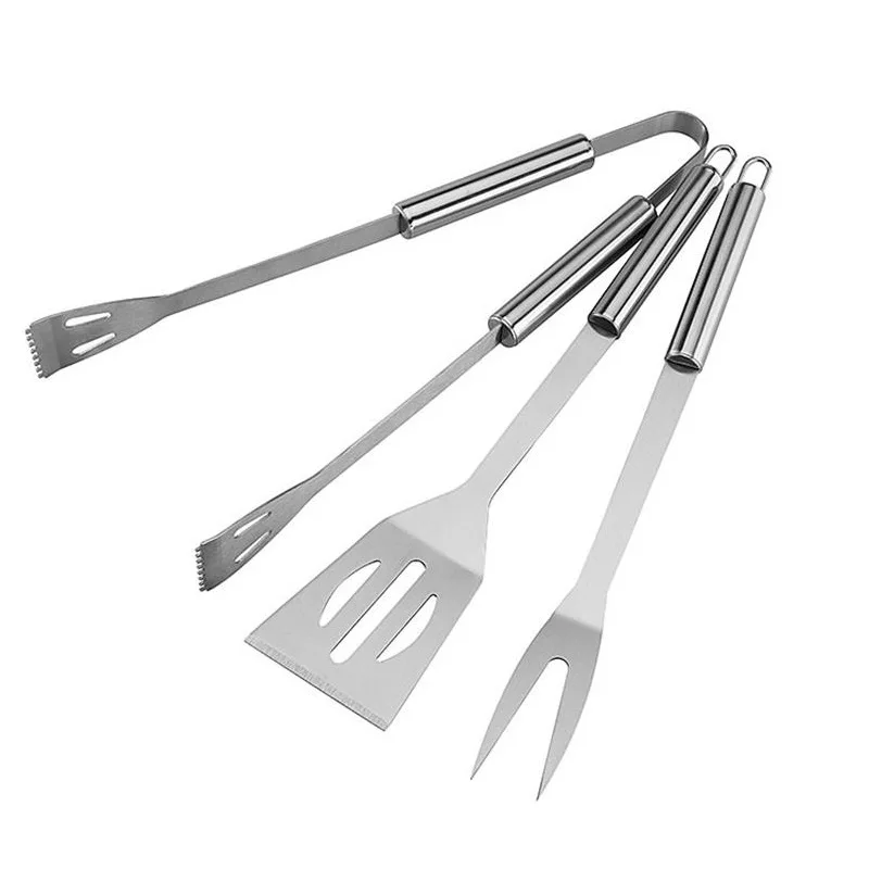 

3Pcs/Set Stainless Steel Barbecue Grilling Tools Set BBQ Tongs Fork Spatula Utensil Chrome BBQ Tools Camping Cooking Kitchen