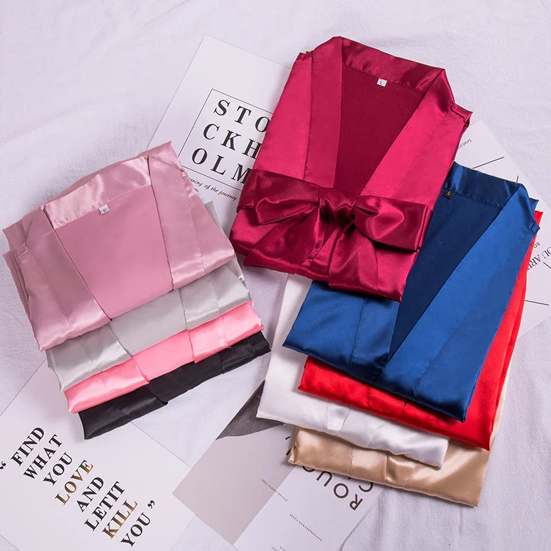 Роскошные женские пижамы с длинным рукавом атласные халаты ночная рубашка