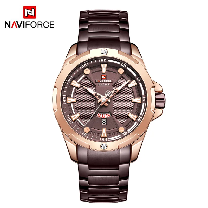 NA916102 without box NAVIFORCE мужские наручные часы водонепроницаемые мужские часы армейские Бизнес Календарь Неделя из нержавеющей стали спортивные, военные кварцевые мужские часы 9161 - Цвет: NA916102 without box