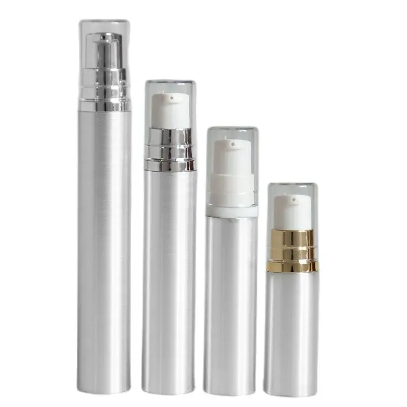 5ml 10ml Empty Airless Pump Bottle Silver Essential Oil Vacuum Container Private Label Cosmetic Plastic Bottles 20pcs - - Цена: 2399.07