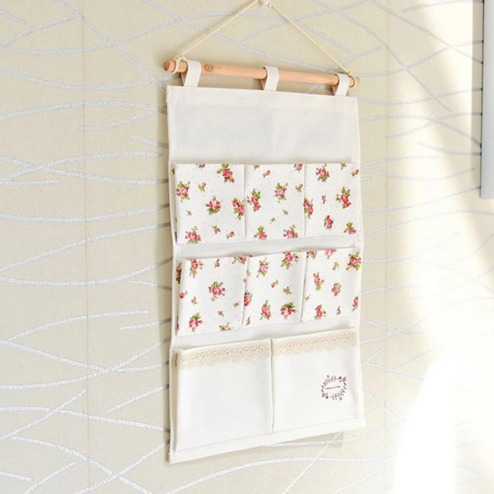 Маленькая Цветочная сумка из хлопка и льна с 8 карманами многофункциональная