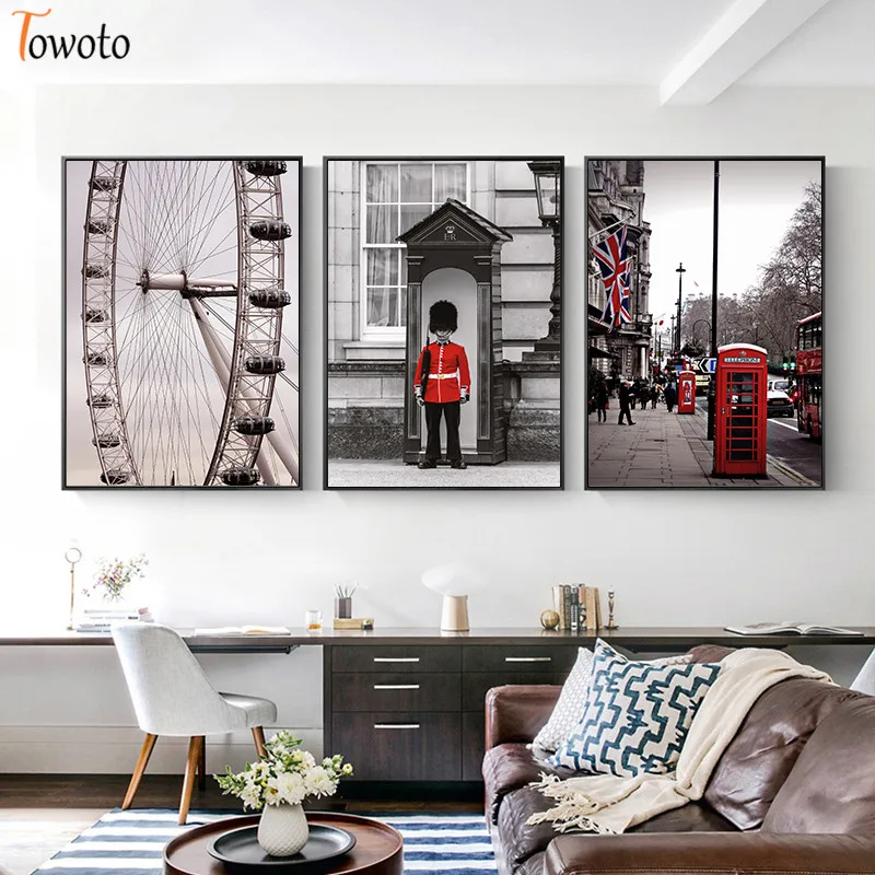 Nordic плакат городской пейзаж живопись на холсте колесо обозрения солдат печати