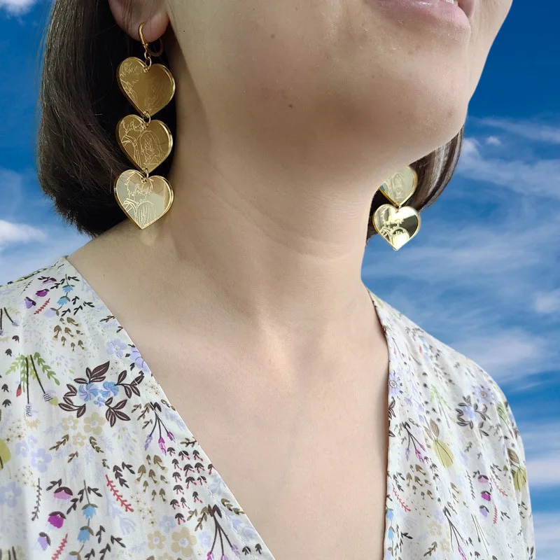 Новые KUGUYS зеркальные акриловые ювелирные изделия мультфильм Золотое сердце