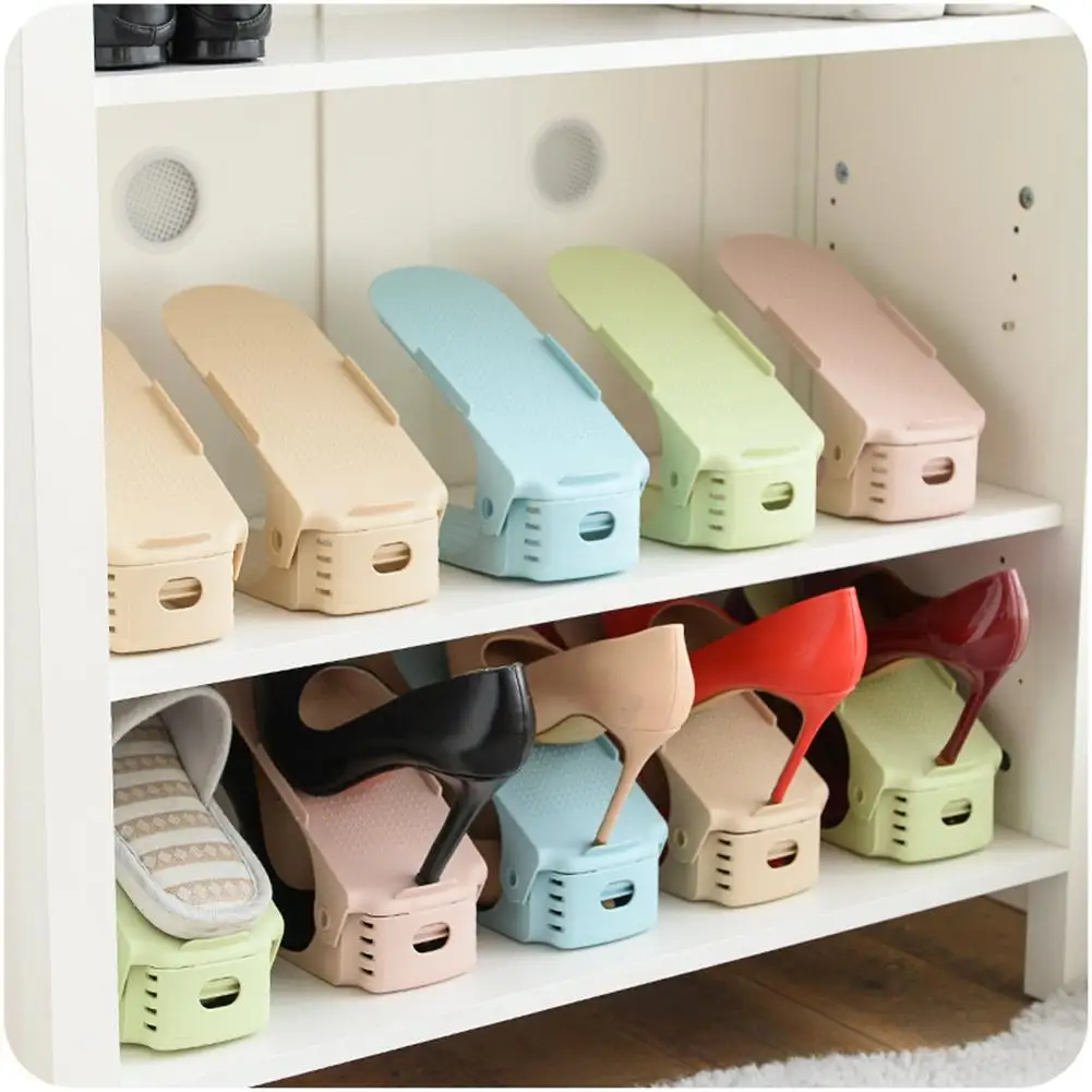 

10Pcs Adjustable Shoes Tray Intergrated Double-layer Storage Rack Household Cabinet