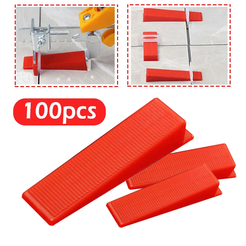 

100pcs Red Wedges Plastic Ceramic Tile Leveling System Construction Tool for Tiling Floor Wall Carrelage Spacers Locator Leveler