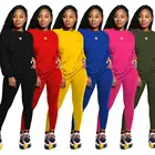 Модный классический однотонный Женский комплект из двух предметов, свитшот, брюки-джоггеры, спортивный костюм, подходящий комплект, повседневная одежда