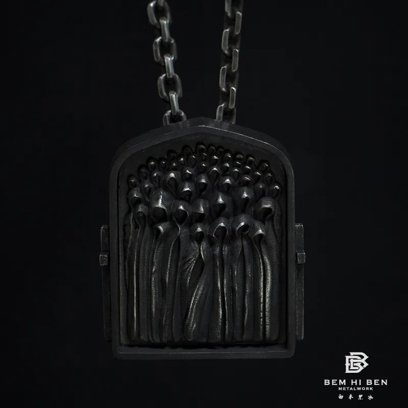 

Мужская и женская подвеска BEM HI BEN, ожерелье из серебра 925 пробы с черепом мрачного Жнеца, оригинальный дизайн, ручная работа, Байкерский панк