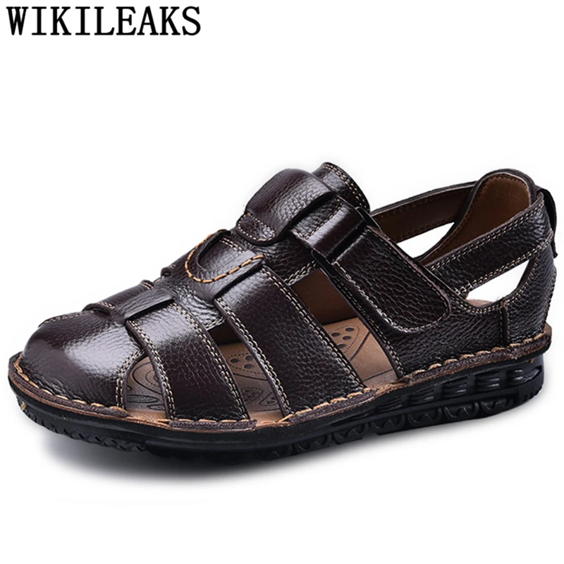 Открытые туфли мужские кожаные сандалии из натуральной кожи Мужская Летняя