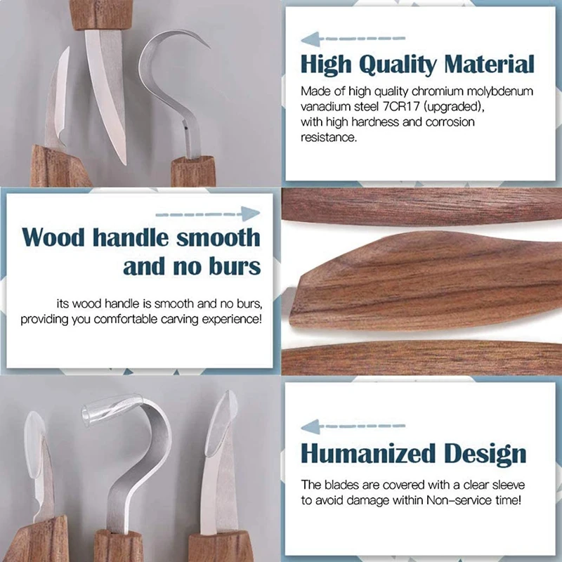 

7 Pcs Black Walnut Wood Carving Tools Set,Stainless Steel Wood Carving Tools Kit for Beginners