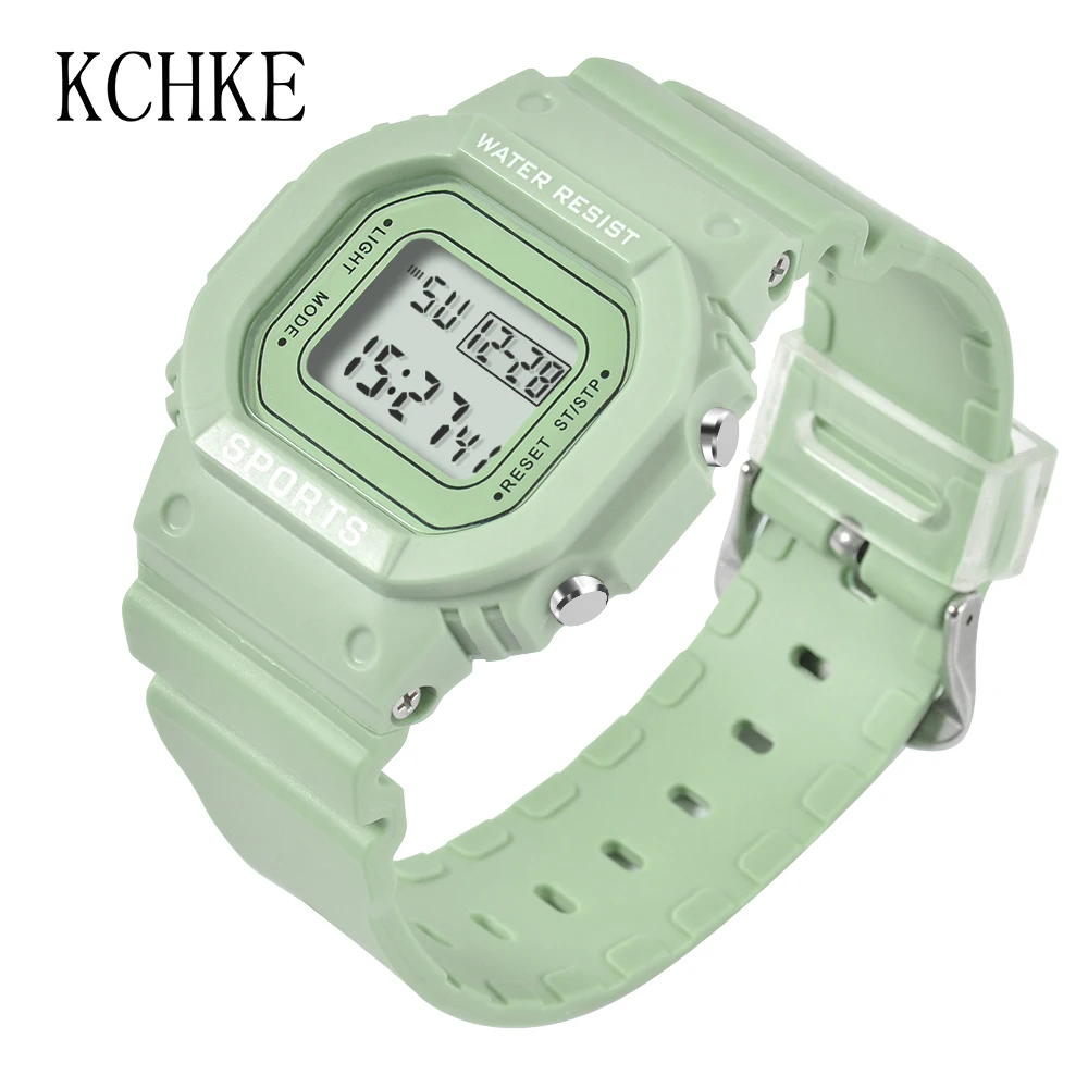 KCHKE новые белые женские часы спортивные маття зеленые водонепроницаемые