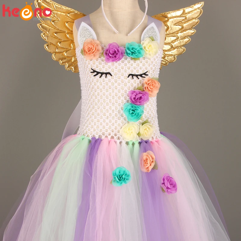 Пастельное платье-пачка с единорогом для девочек детское праздвечерние чное