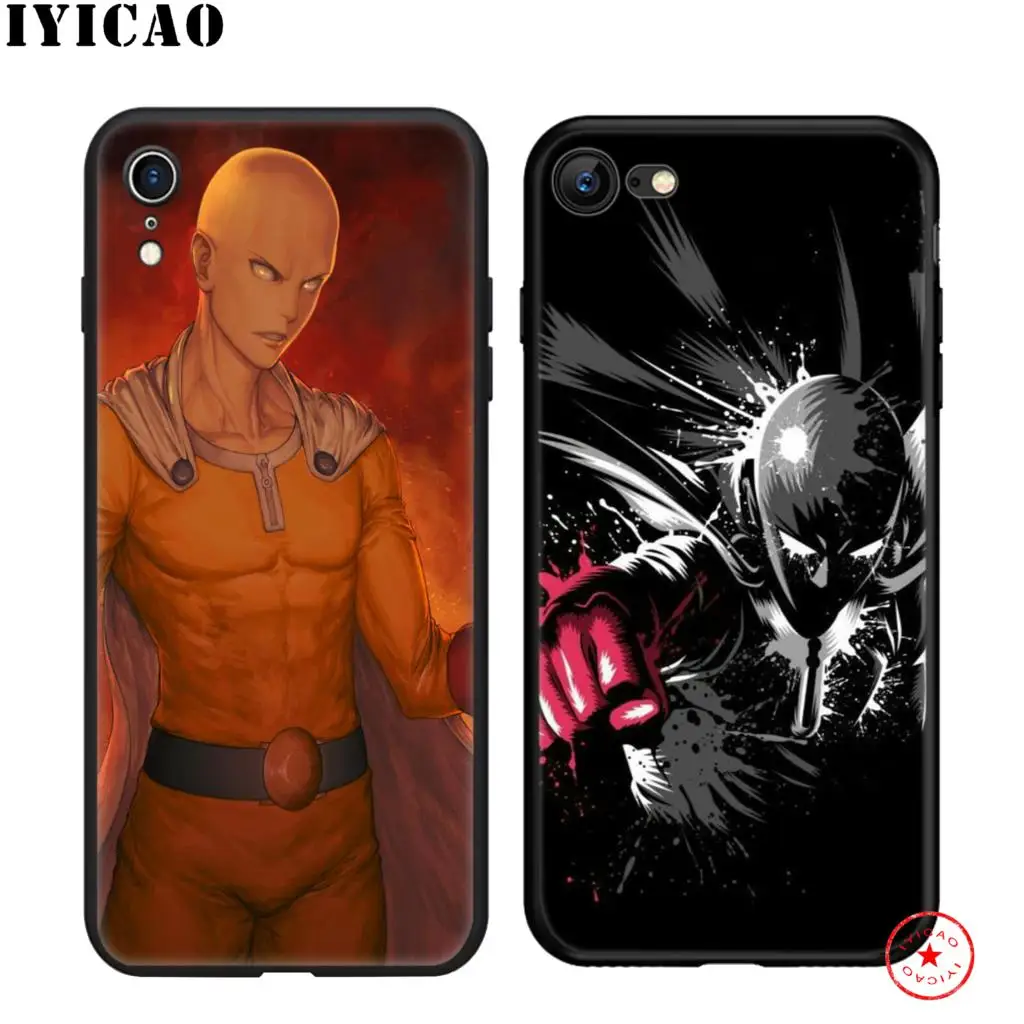 IYICAO One Punch Man мягкий черный силиконовый чехол для iPhone 11 Pro Xr Xs Max X или 10 8 7 6 6S Plus 5 5S SE |