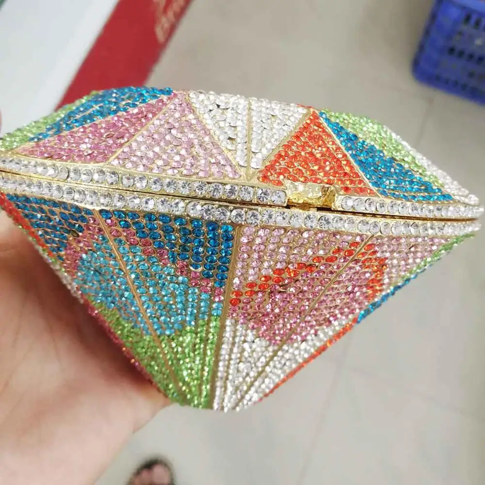 Colorful Дизайнерские цветные сумки с кристаллами, геометрические модные роскошные брендовые клатчи, женские вечерние сумочки кошелек, сумки SC996 - Цвет: Colorful