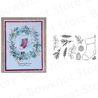 christmas stocking plant pine cones clear stamps for scrapbooking decoration craft embossing stencil no cutting dies 2021 new