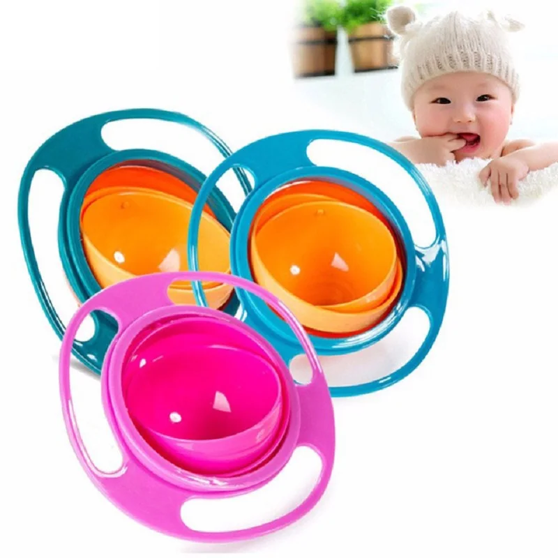 

Universal Gyro Bowl Baby Feeding Bowl Tableware Dishes Bowl Food Plate Children 360 Rotate Spill-Proof Learning Dinnerware Bowls