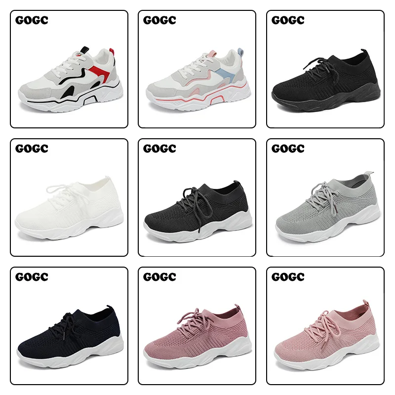 Женские парусиновые кроссовки GOGC белые на плоской подошве для весны и осени |