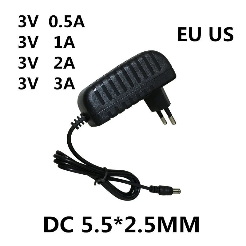 1 шт. AC/DC адаптер DC 3 в 0.5A 1A 2A 3A AC 100 240 В питания 5 Вольт 1000 мА зарядное устройство EU US