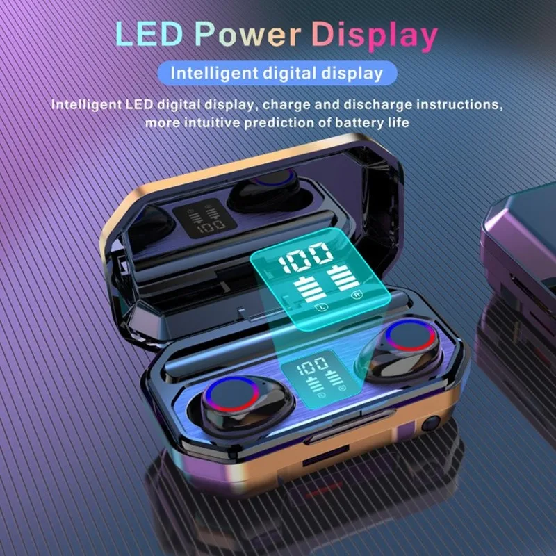 

Wireless 5.0 Bluetooth Headset TWS Mini Dual-ear English Version Bilateral Stereo High-fidelity Earbuds with 2200mAh Charging