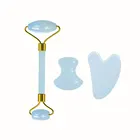 Природный Опалит, Нефритовый ролик и гуаша, набор инструментов для массажа лица, инструменты для ухода за лицом, в подарочной упаковке, валик для массажа лица, скребок для гуаши