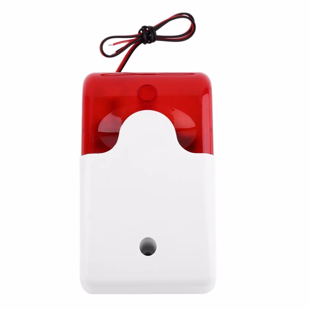 1Sets Mini Wired Strobe Siren Durable 12V Sound Alarm Strobe Flashing Red Light Sound Siren Home Security Alarm System 103DB