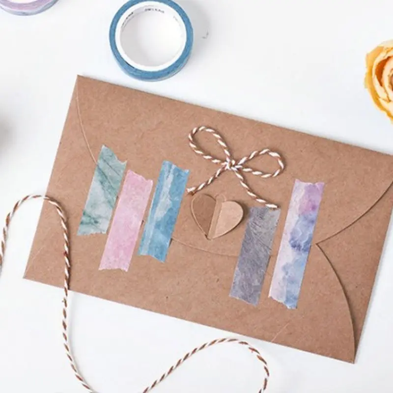 

Natural Color Washi Masking Tape,Sticky Paper Tape For DIY,Decorative Craft, Gift Wrapping,Set Of 6