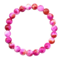natural stone rose red persian jades chalcedony simple bracelet jewelry beads lovers woman gift elastic cord pulserase