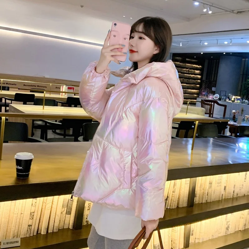 Women Winter Thick Coats Fashion Streetwear Hooded Outwear Windproof Warm Down Jackets 2023 Neon Color Jacket Hoodies Overcoat