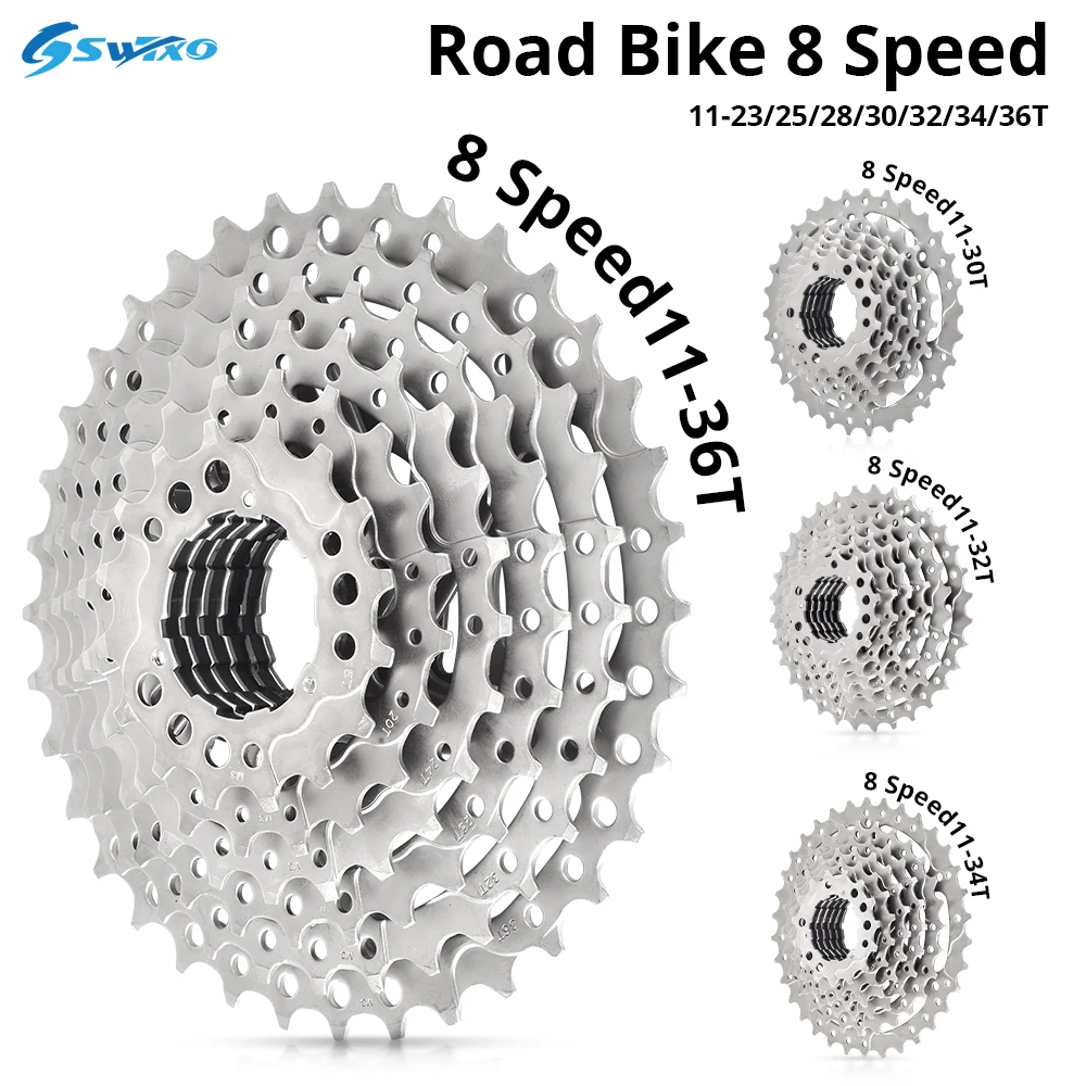 

Кассета для шоссейного велосипеда SWTXO, 8 скоростей Velocidade 11-23T/25T/28T/32T/34T/36T, велосипедная кассета, свободное колесо, Звездочка для горного велос...
