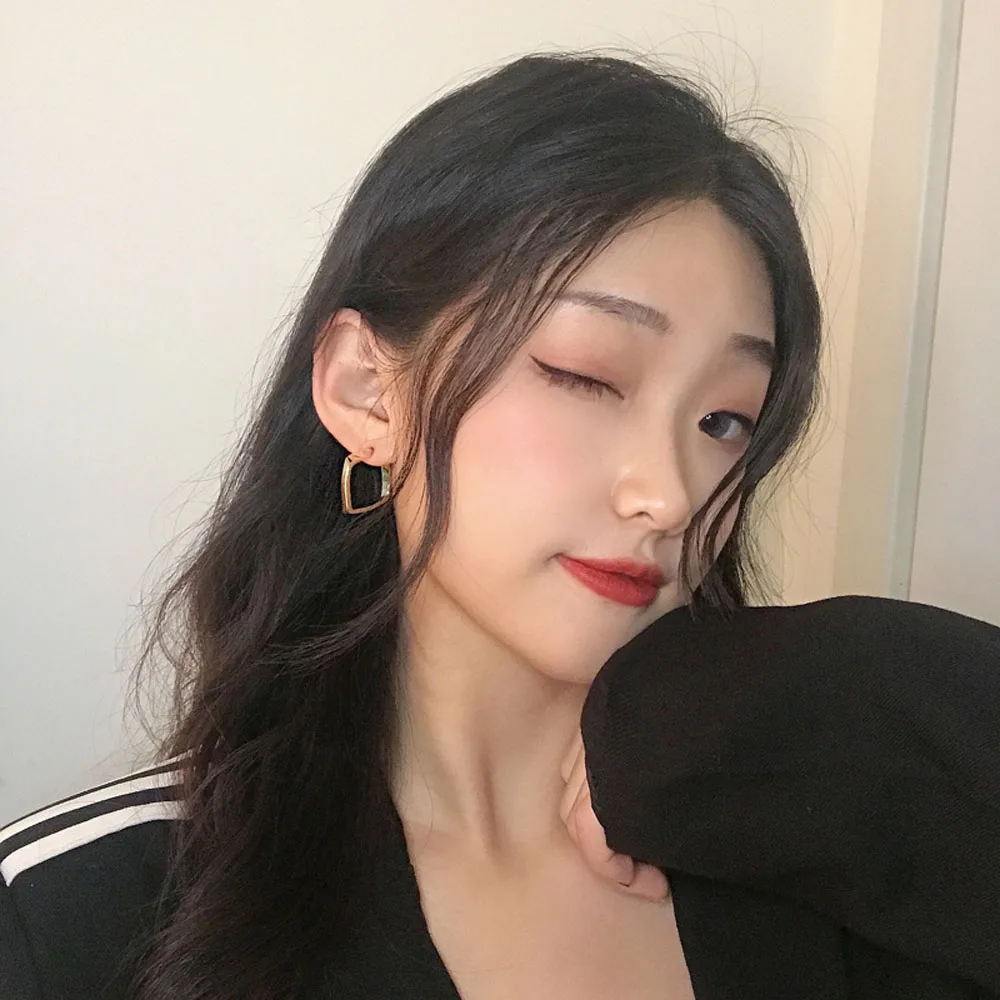 

Simple Geometric Earrings Female Hip-Hop Fashion Street Snap Earrings Temperament Niche Personality Square Ear ring