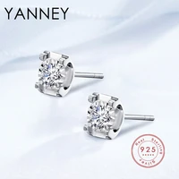 yanney silver color fashion simple fine round zircon stud earrings for women wedding engagement party jewelry gifts