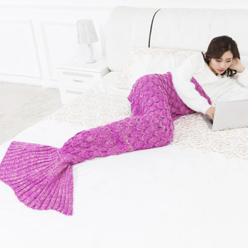 Вязаное одеяло хвост русалки очень мягкое всесезонное вязаное Русалочка ручной