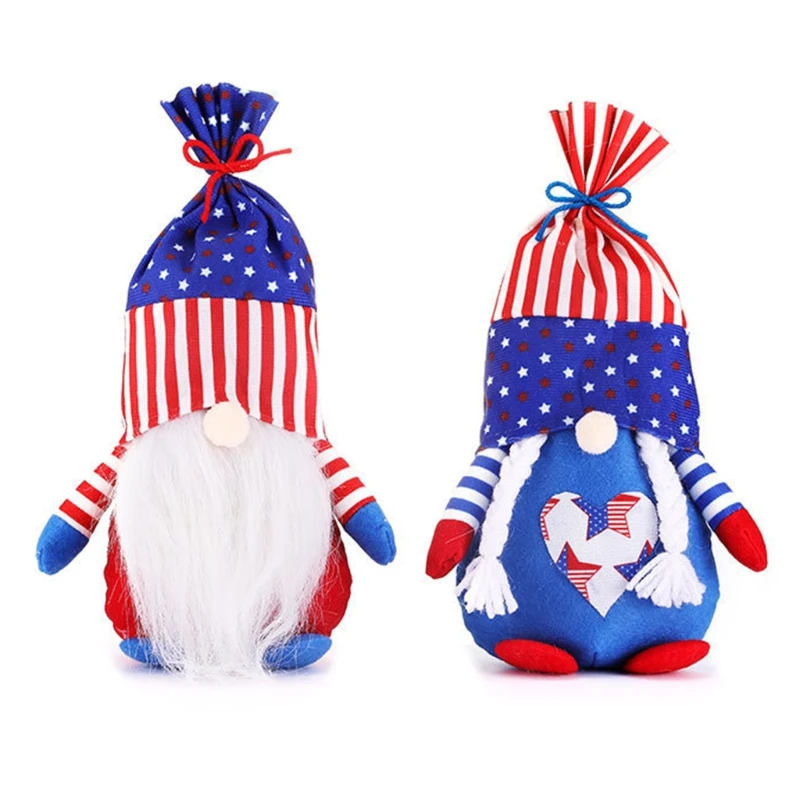 

Independence Day Gnome Patriotic Memorial Day Tomte 4th of July Gift Dwarf Elf Ornaments Kitchen Tiered Tray Decoration