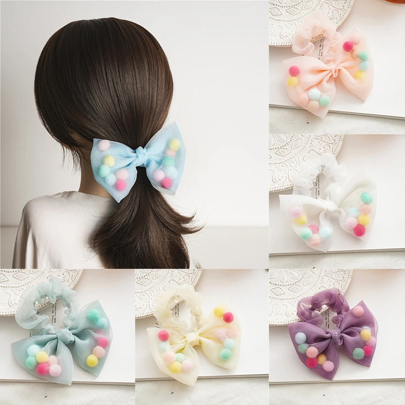 Женские прозрачные тюлевые Завязки для волос из органзы сетчатые резинки с