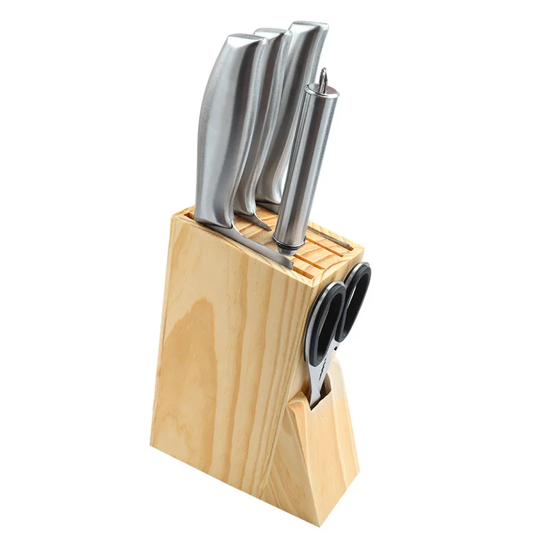 

Knife Set 6-Piece Set Kitchen Knife Wooden Base Complete Set Household Stainless Steel Gift Knife Set