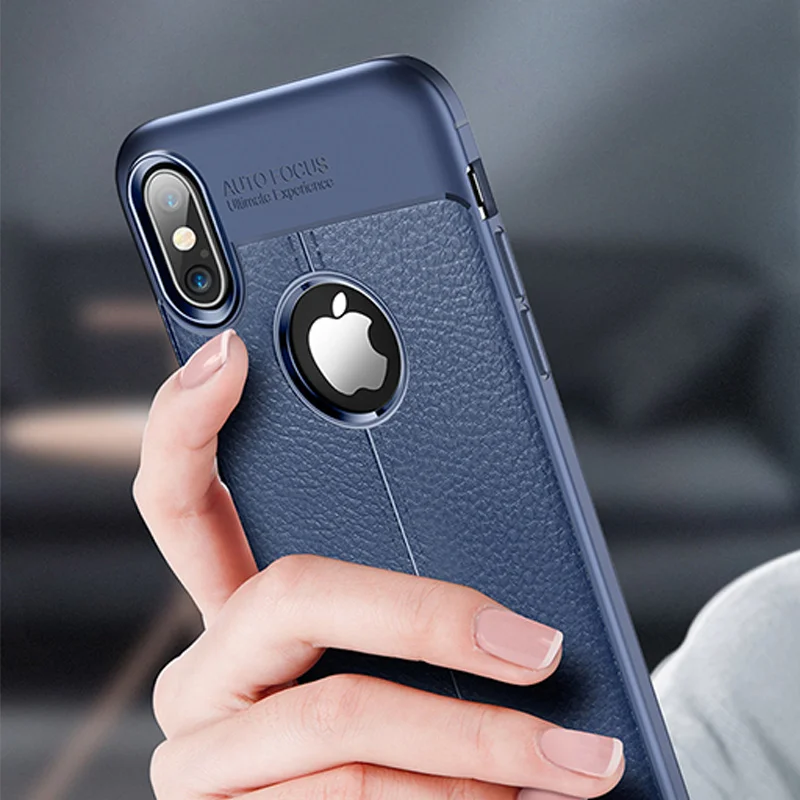

Luxury leather PU silicone lychee soft case for iPhone 7 8 6 6s PLUS X full set for iphone X Xr Xs Max shockproof bumper cover