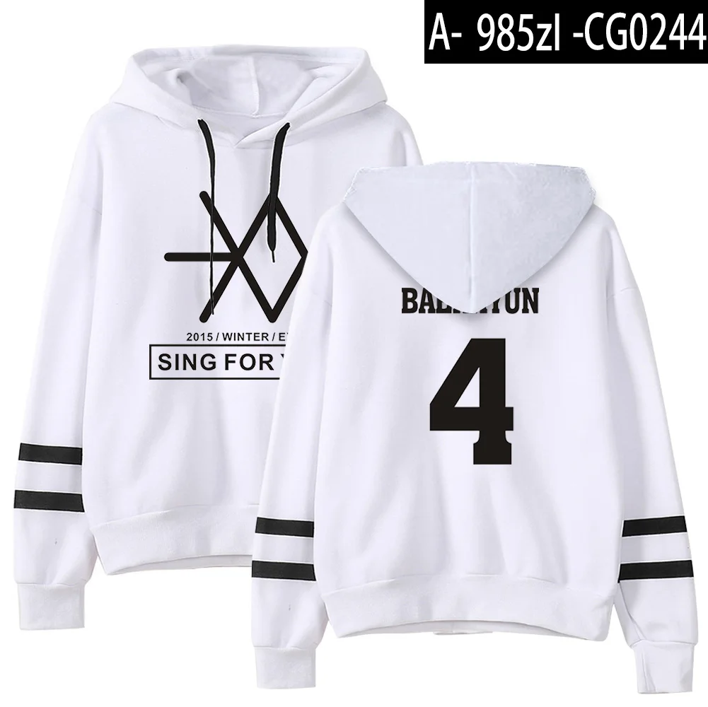 Kpop EXO милый женские худи Harajuku Повседневный Спортивный костюм Свободная Толстовка с капюшоном корейский стиль свободная толстовка с капюшоном женские флисовые толстовки - Цвет: white